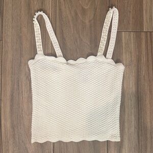 Aqua Cream Textured Women's Top with Pearl straps size xs